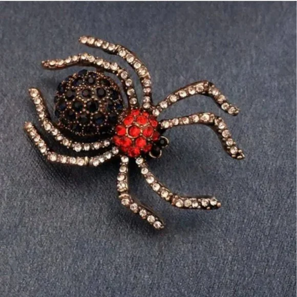 Spider Crystal Rhinestone Brooch - Picture 7 of 16